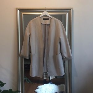 Zara | Faux Suede Greyson Cream Overcoat - Size S